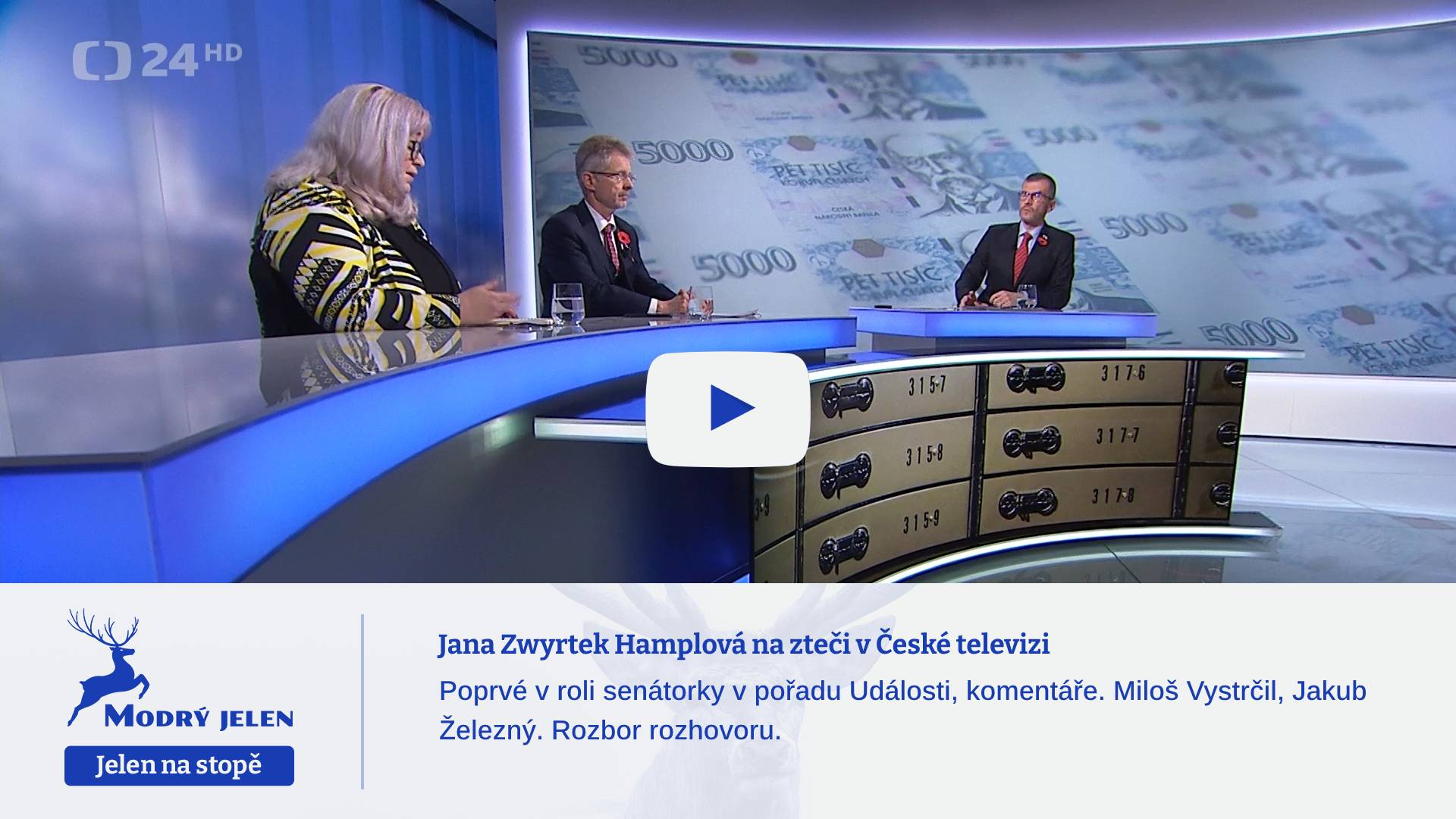 Jana Zwyrtek Hamplová na zteči v České televizi 